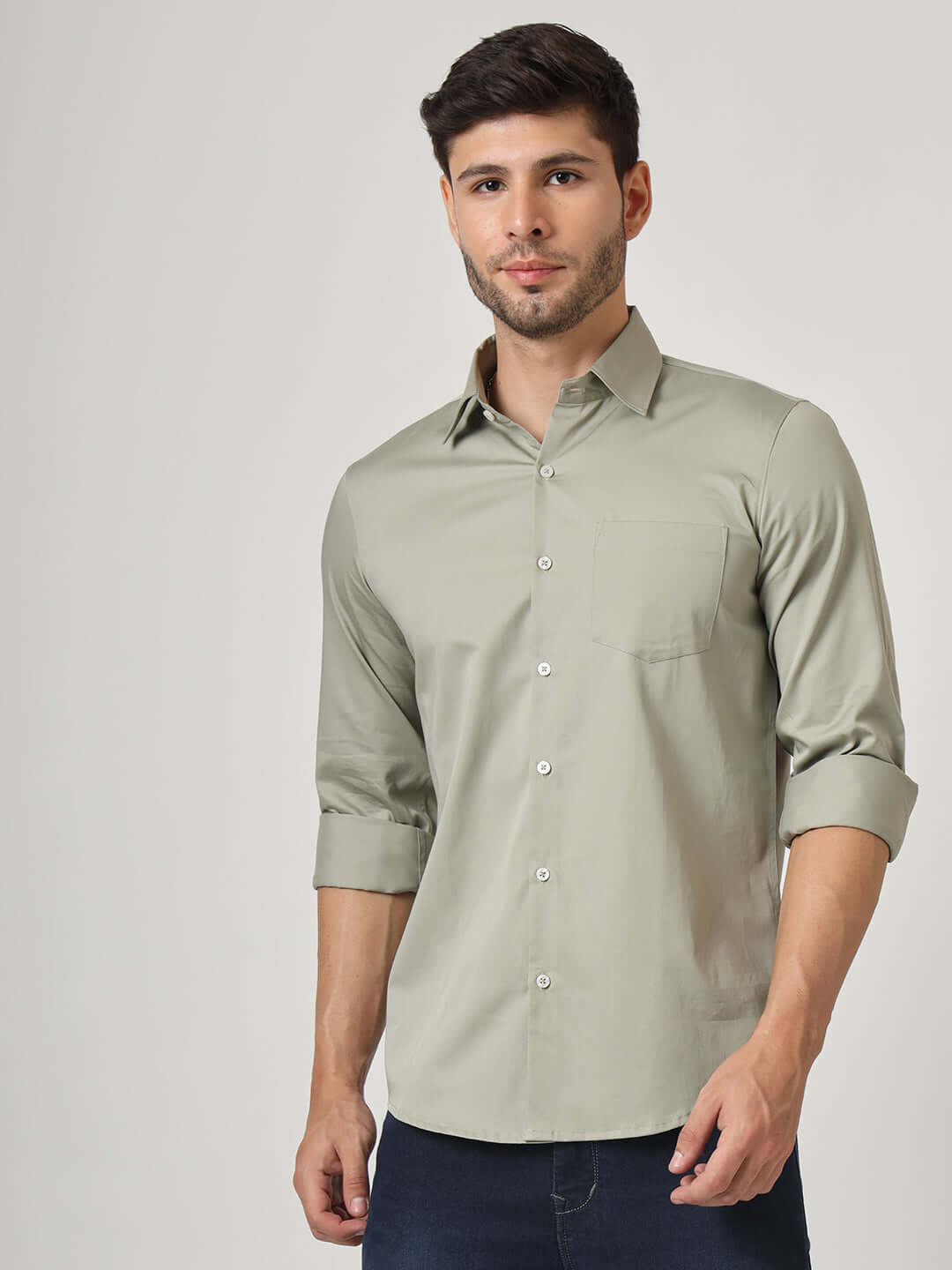 Premium Cotton Satin Khakhi Shirt