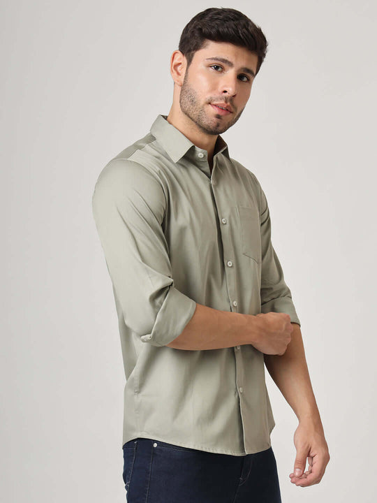 Premium Cotton Satin Khakhi Shirt
