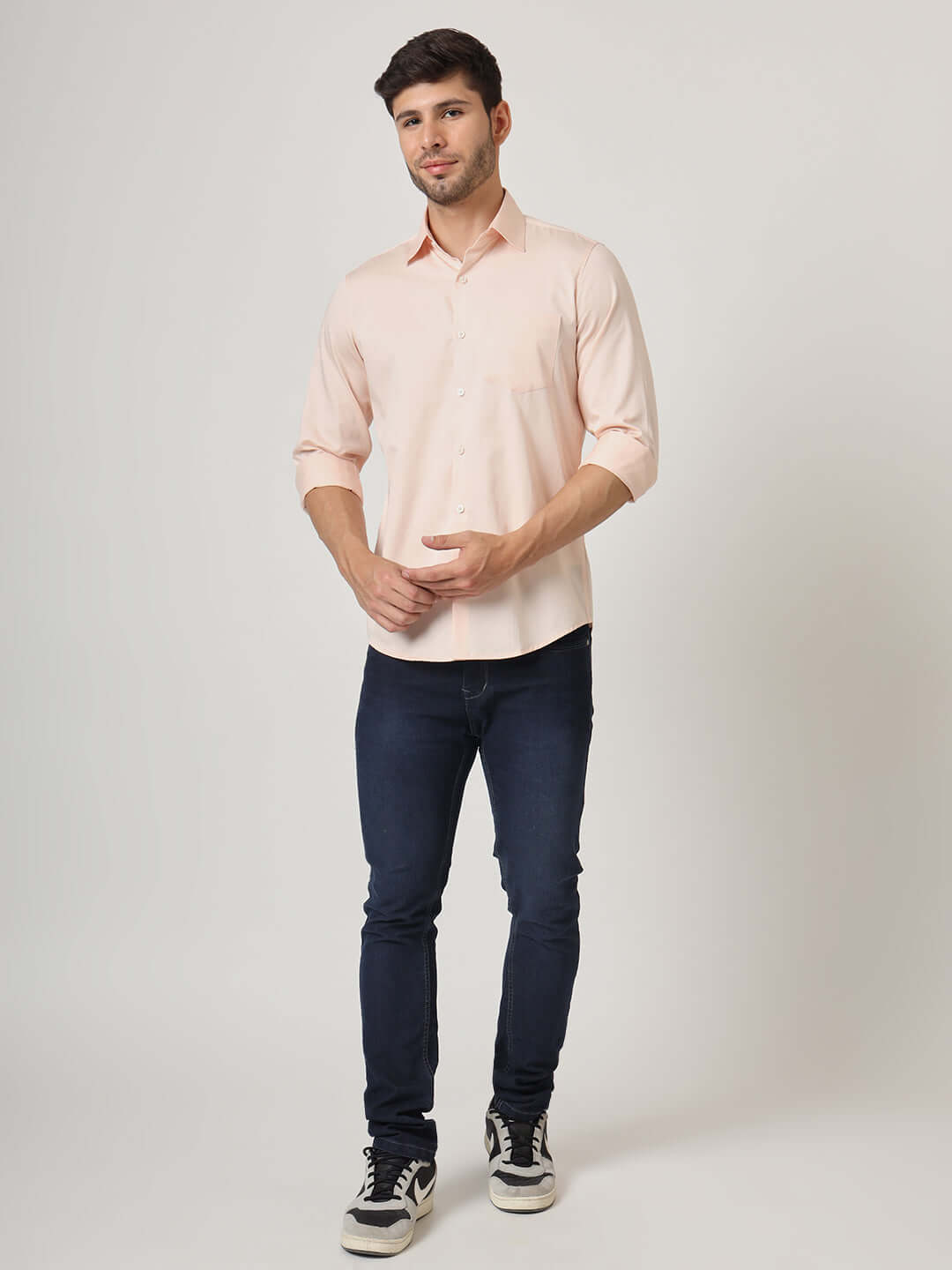 Premium Cotton Satin Peach Shirt