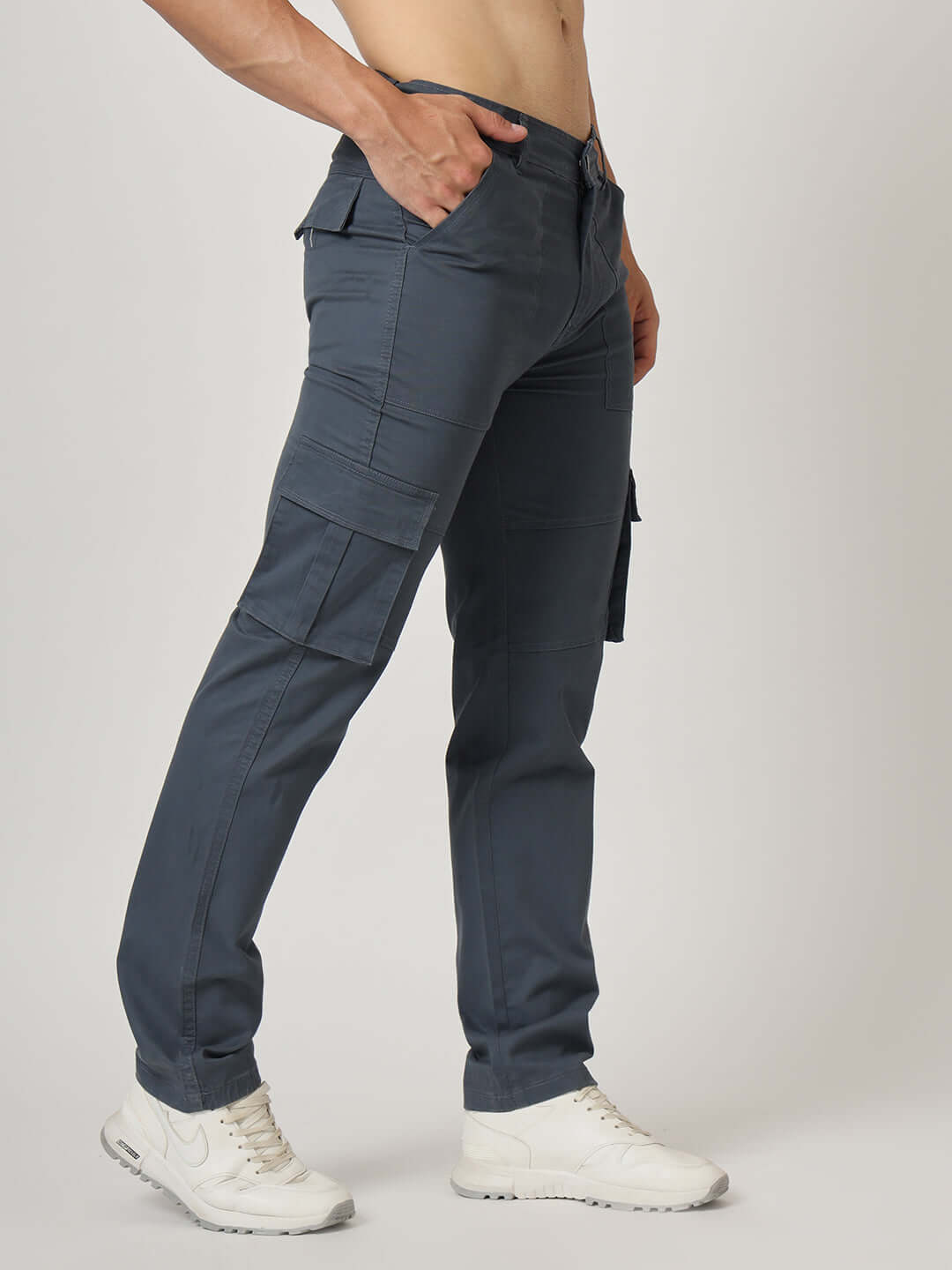 Premium Cotton Steel Blue Cargo Pant