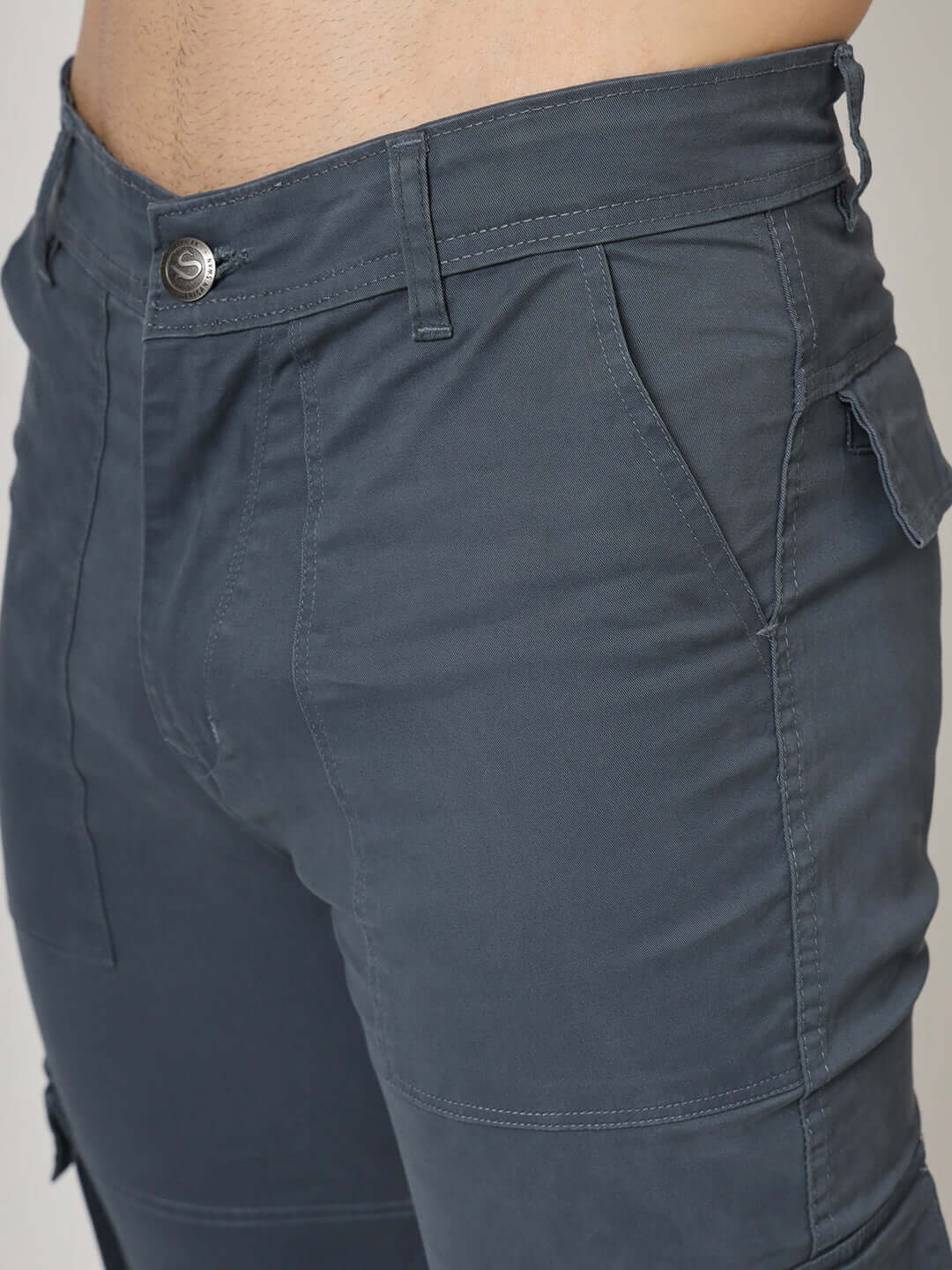 Premium Cotton Steel Blue Cargo Pant