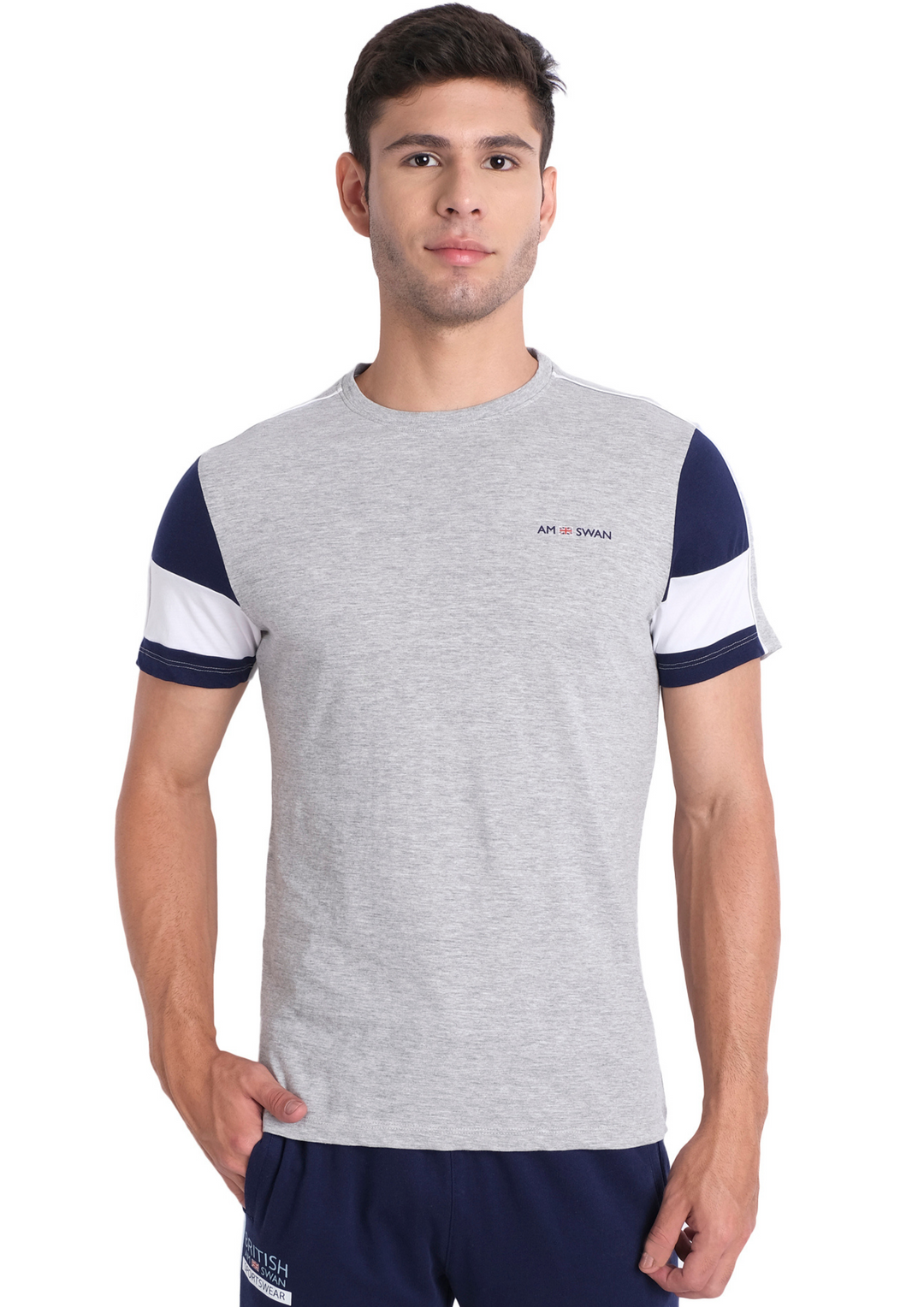 MENS PREMIUM COTTON COLOURBLOCK PRINTED HALF SLEEVE CREW NECK T-SHIRTS