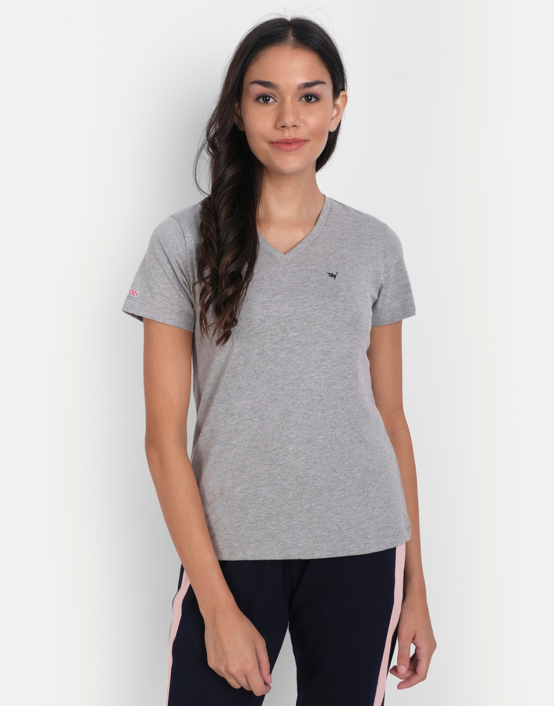 Women'S Premium Cotton Lycra Smart Fit Half Sleeve Solid V-Neck T-Shirts