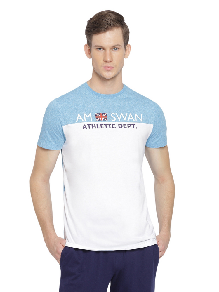 Mens Premium Cotton Colourblock Printed Half Sleeve Crew Neck T-Shirts