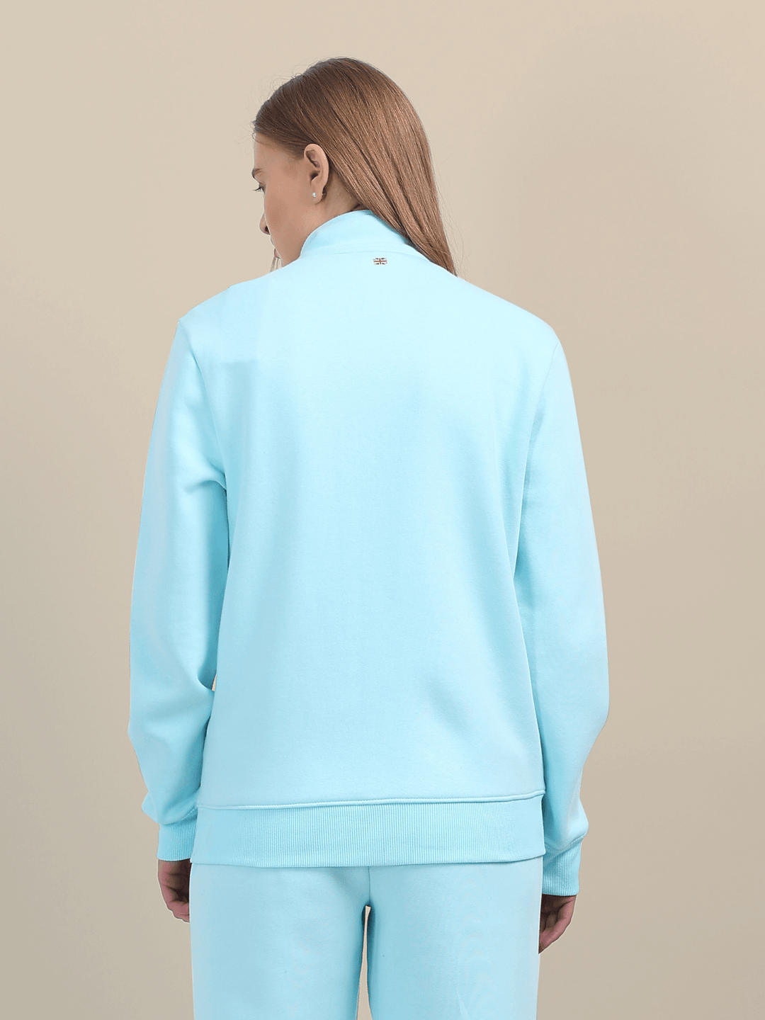 Amswan Premium Cotton Women'S Aqua Zip-Up Sweatshirt