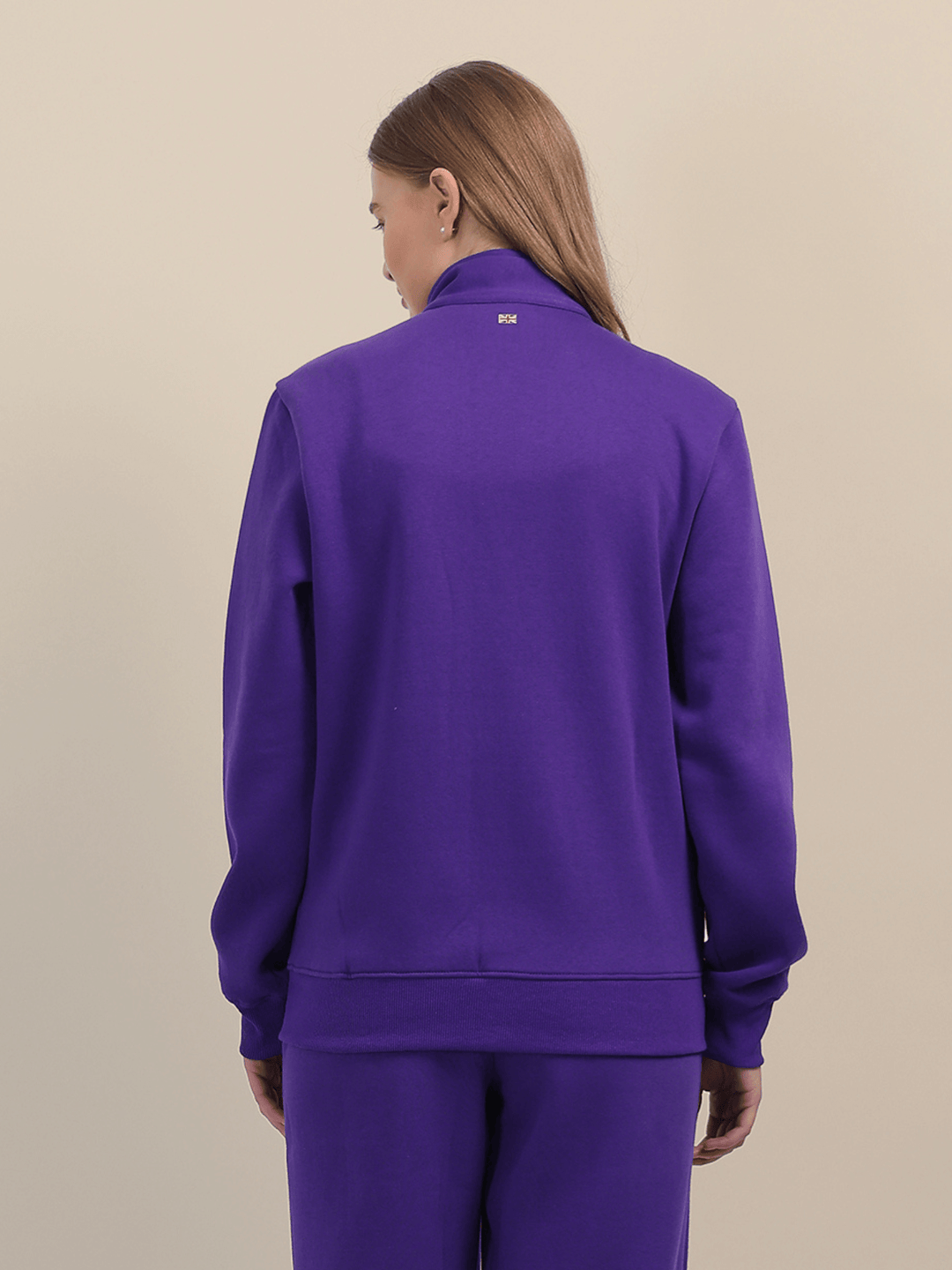Amswan Premium Cotton Women'S Purple Zip-Up Sweatshirt