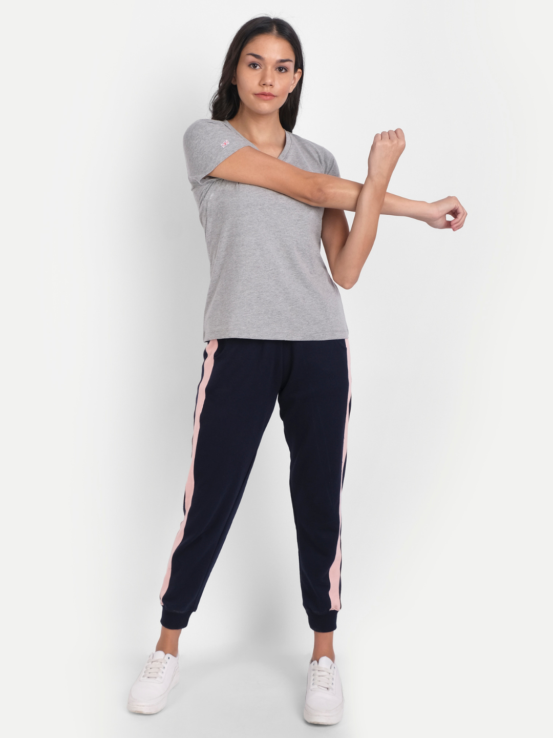 Women'S Premium Cotton Lycra Smart Fit Half Sleeve Solid V-Neck T-Shirts