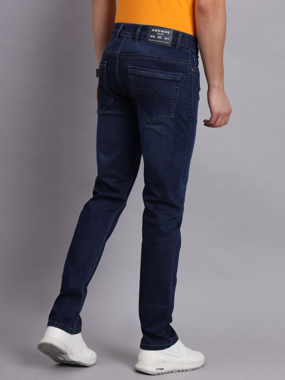 Premium Men'S Dark Navy Jeans Straight Fit With Stretch Comfort
