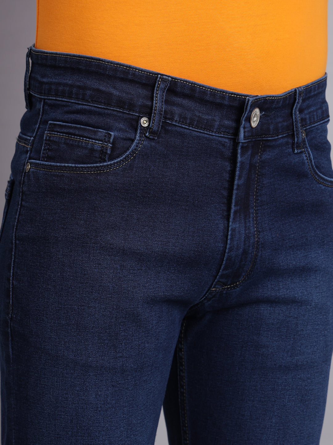 Premium Men'S Dark Navy Jeans Straight Fit With Stretch Comfort