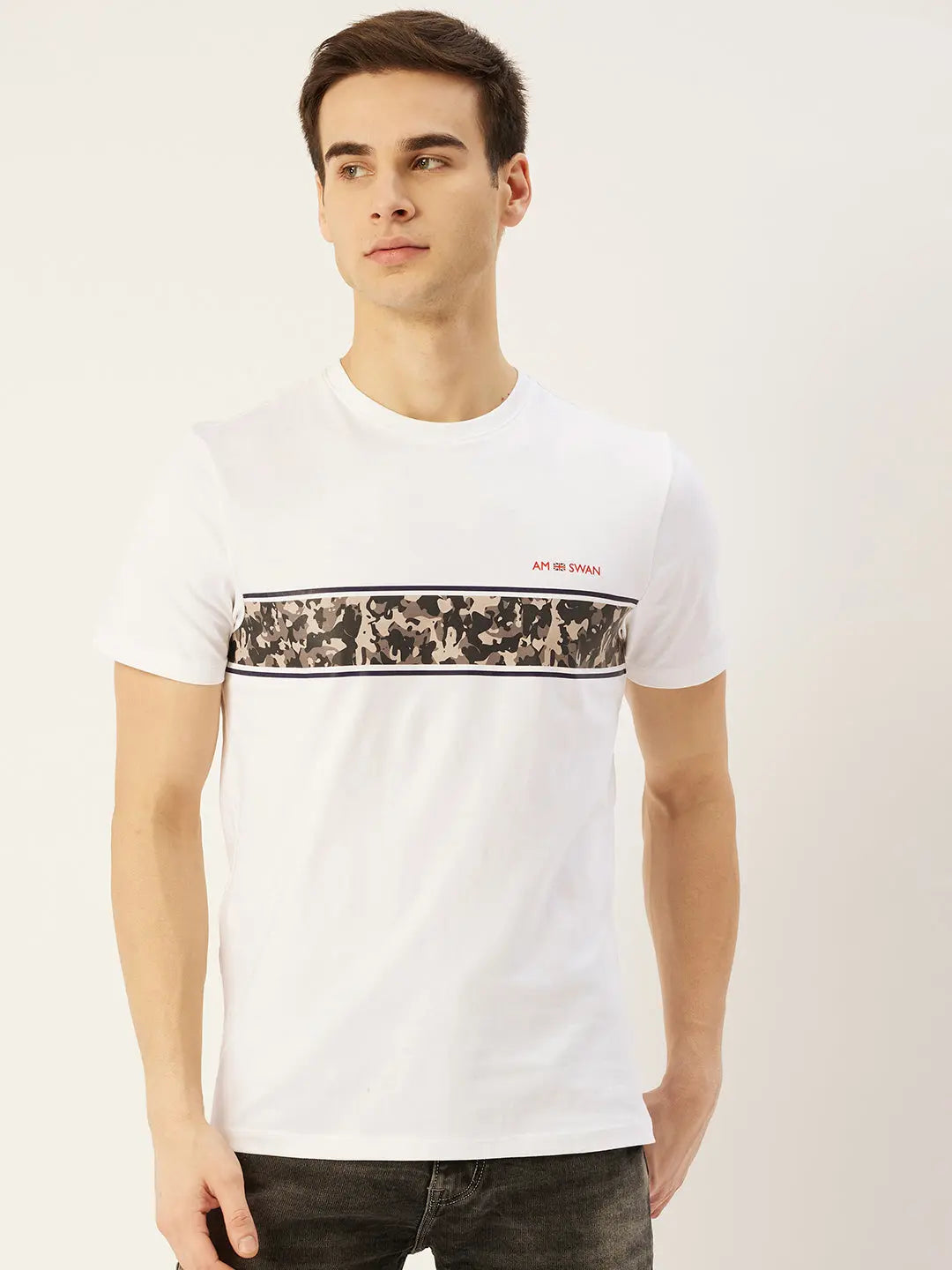 Mens Cotton Rich Lycra Graphic Half Sleeve Crew Neck T-Shirts