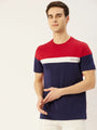 Mens Premium Cotton Lycra Colorblock Printed Half Sleeve Crew Neck T-Shirts