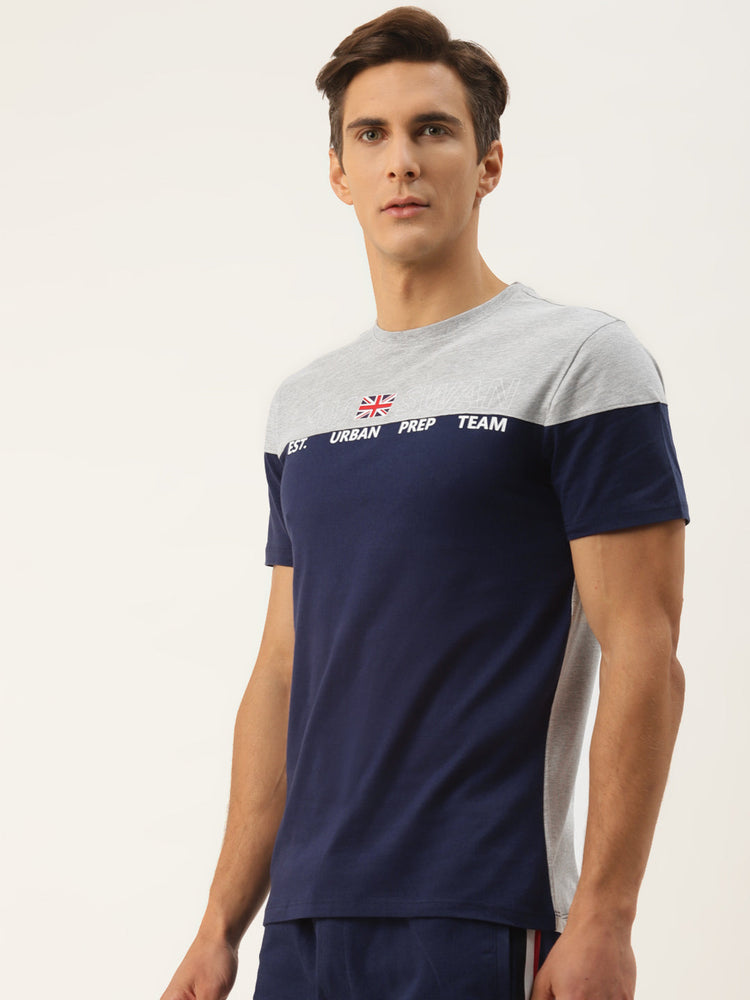 Mens Premium Cotton Colourblock Printed Half Sleeve Crew Neck T-Shirts