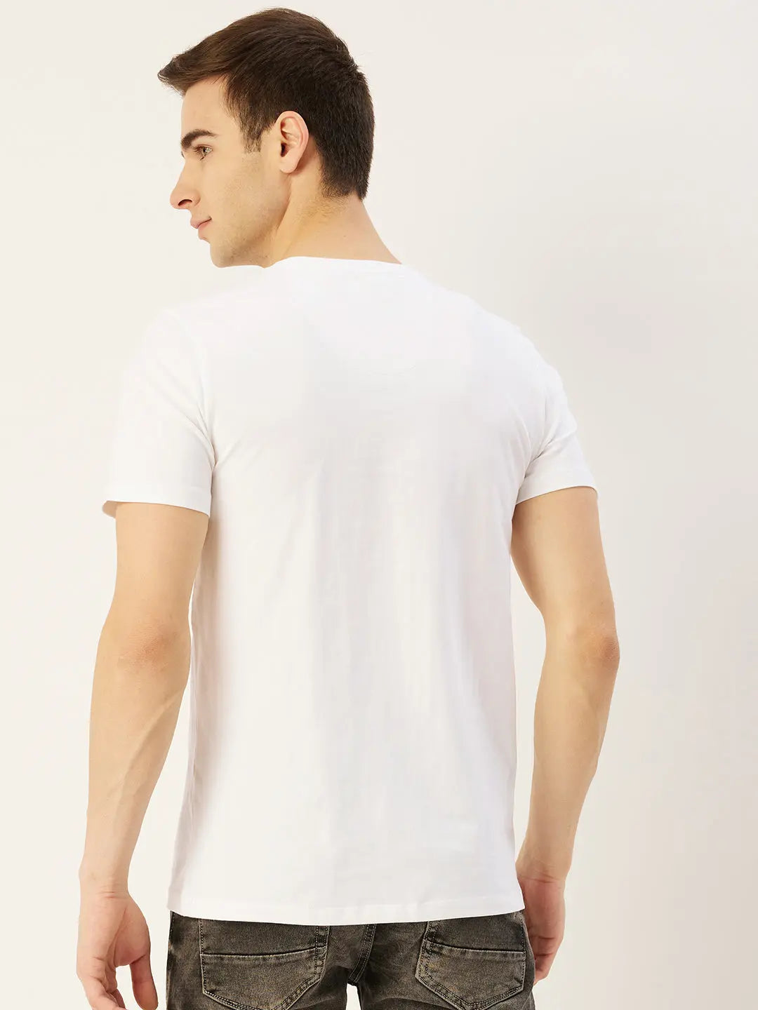 Mens Cotton Rich Lycra Graphic Half Sleeve Crew Neck T-Shirts