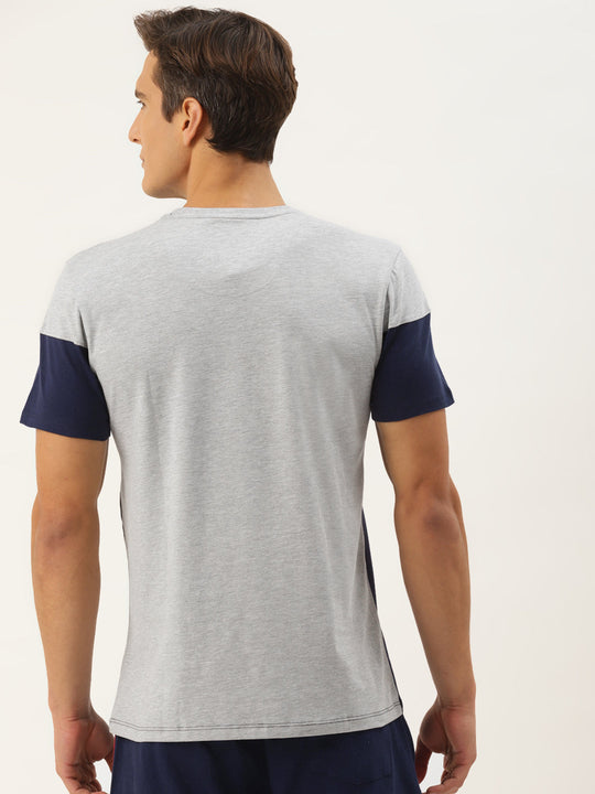 Mens Premium Cotton Colourblock Printed Half Sleeve Crew Neck T-Shirts