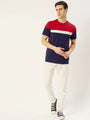 Mens Premium Cotton Lycra Colorblock Printed Half Sleeve Crew Neck T-Shirts