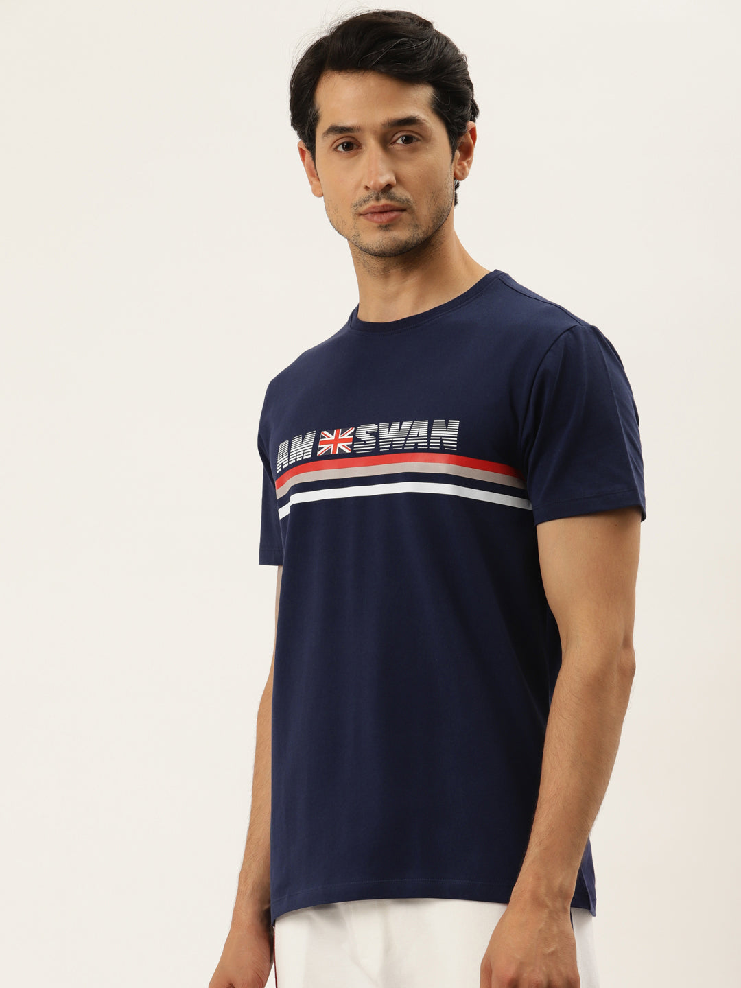 Mens Cotton Rich Lycra Graphic Half Sleeve Crew Neck T-Shirts