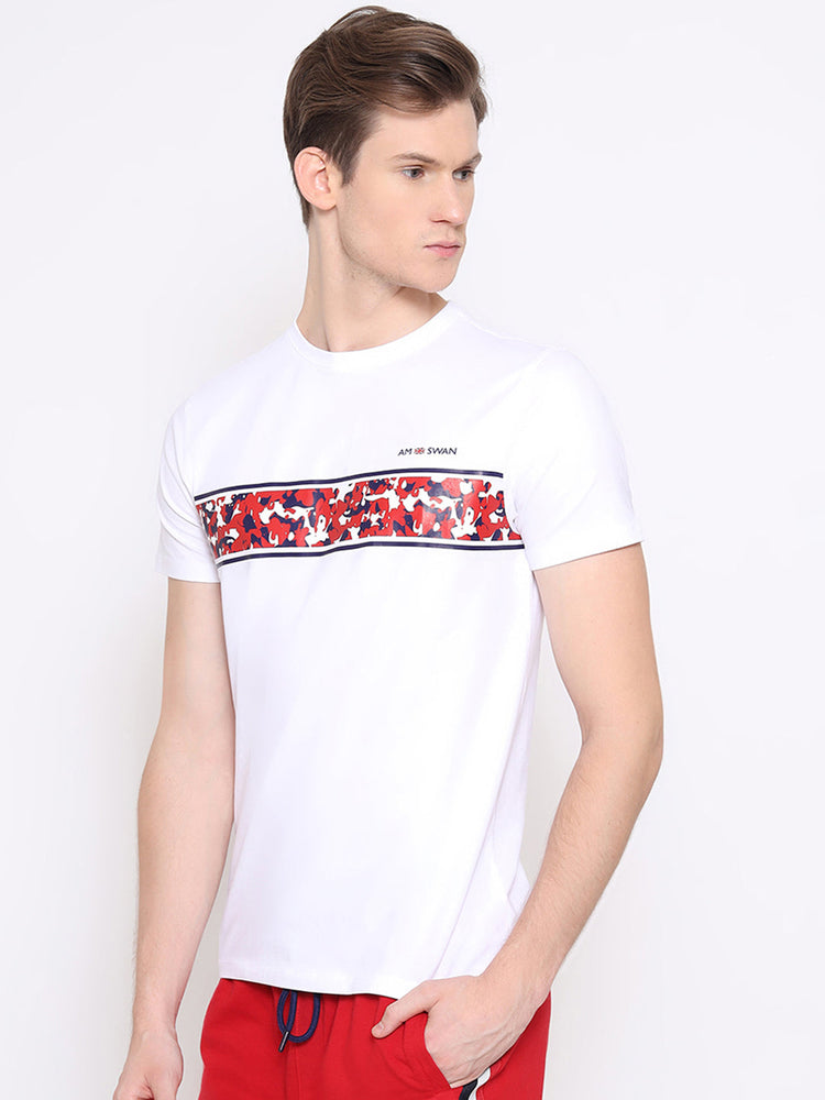 Mens Cotton Rich Lycra Graphic Half Sleeve Crew Neck T-Shirts