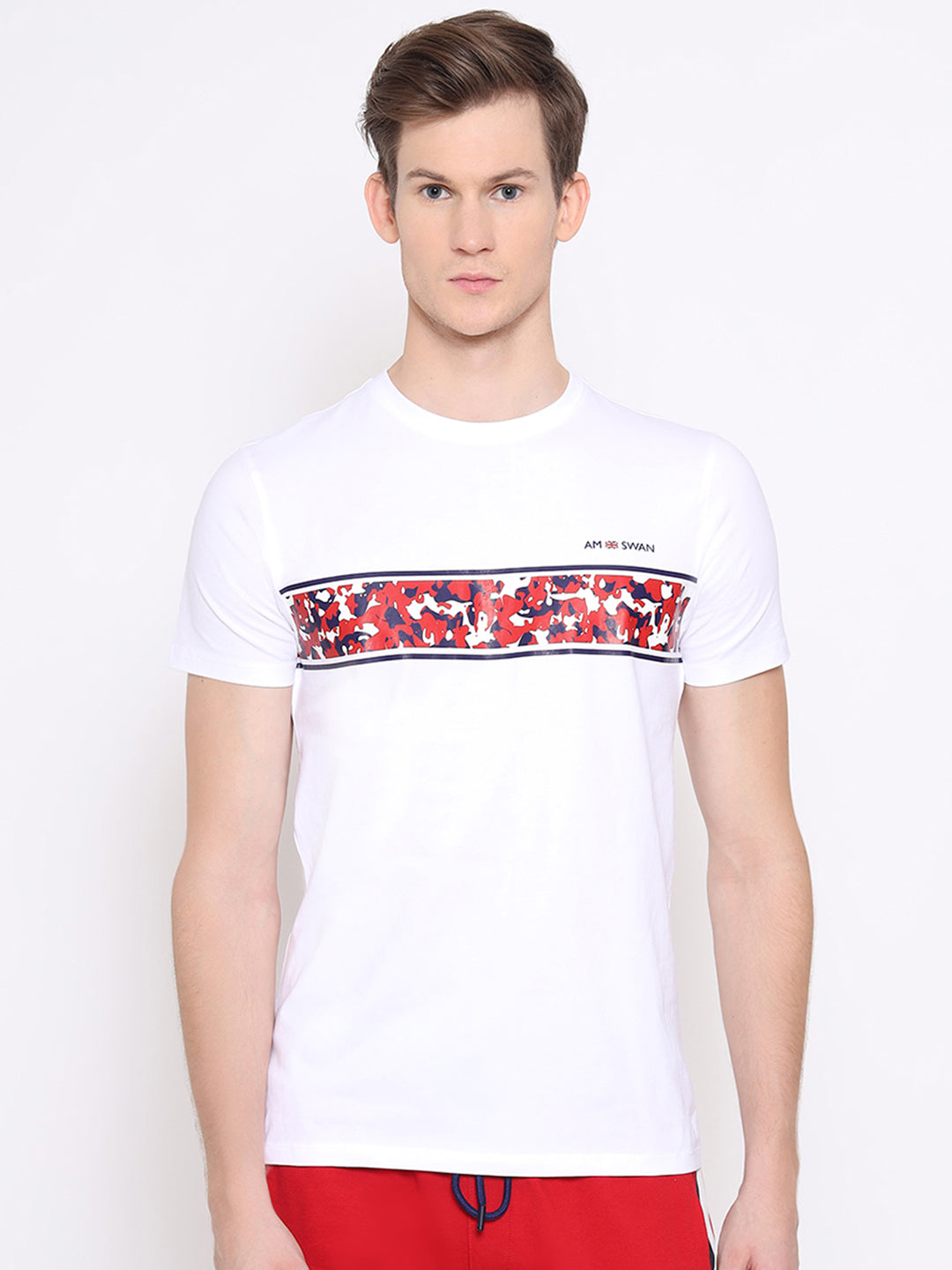 Mens Cotton Rich Lycra Graphic Half Sleeve Crew Neck T-Shirts