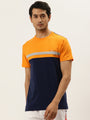 Mens Premium Cotton Lycra Colorblock Printed Half Sleeve Crew Neck T-Shirts