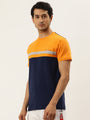 Mens Premium Cotton Lycra Colorblock Printed Half Sleeve Crew Neck T-Shirts