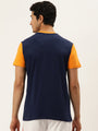 Mens Premium Cotton Lycra Colorblock Printed Half Sleeve Crew Neck T-Shirts