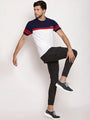 Mens Premium Cotton Lycra Colorblock Printed Half Sleeve Crew Neck T-Shirts