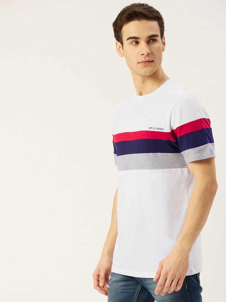 Mens Premium Cotton Colourblock Printed Half Sleeve Crew Neck T-Shirts