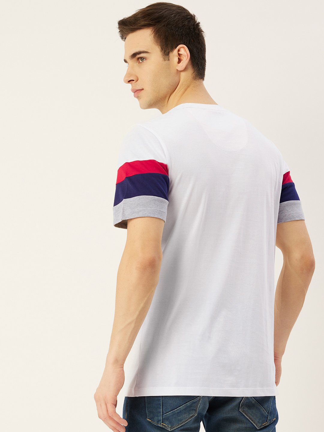 Mens Premium Cotton Colourblock Printed Half Sleeve Crew Neck T-Shirts